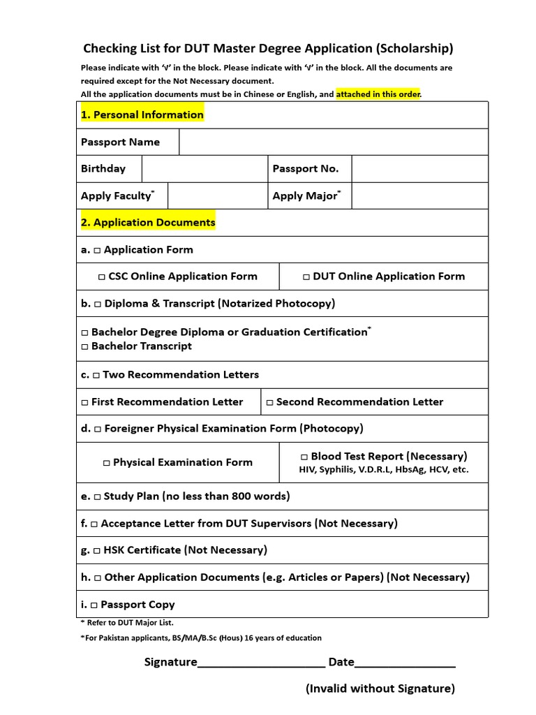 Checking+List+for+DUT+Master+Degree+Application