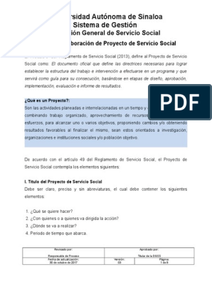 maravilloso Economía filosofía Guía para Elaboración de Proyecto de Servicio Social | PDF | Trabajo Social  | Diseño
