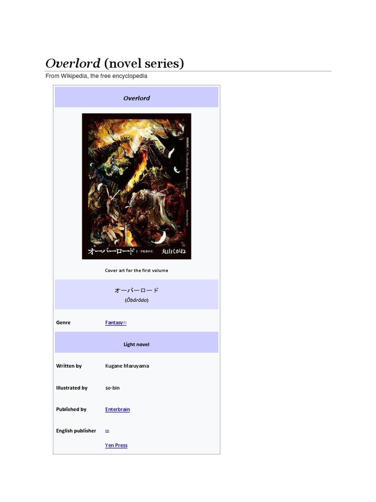 Overlord Novel Series Anime Leisure