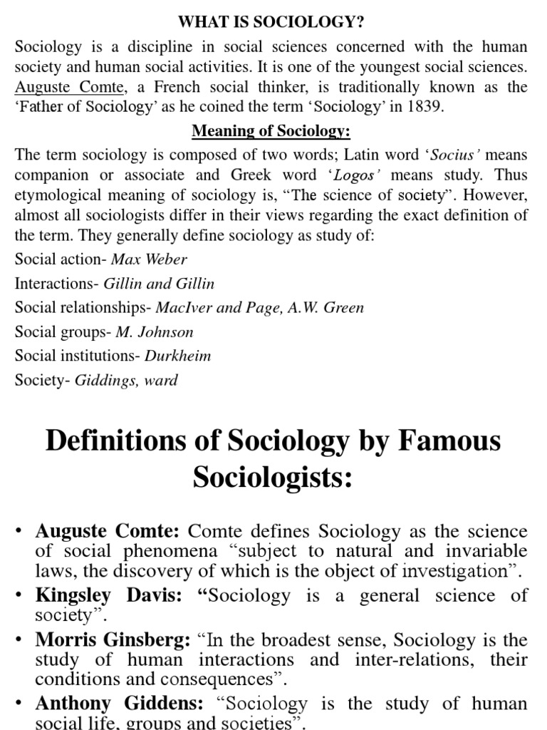 Understanding the Nature and Scope of Sociology | PDF | Sociology ...