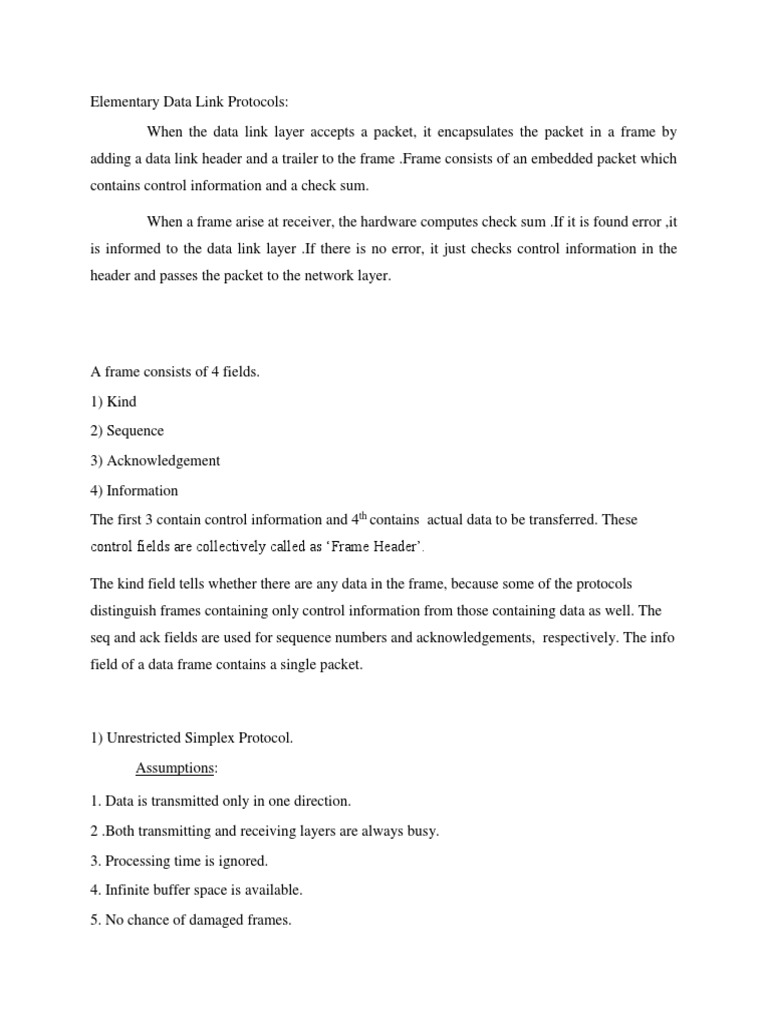 Elementary Data Link Protocols