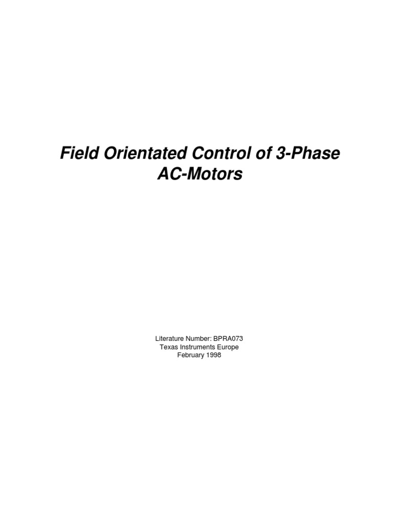 Field Oriented Control of 3Ph Motors PDF | PDF | Electrical Engineering ...