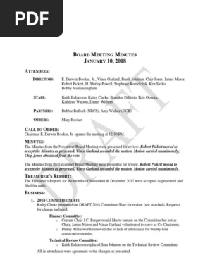 NNWSD DRAFT 011018 Board Meeting Minutes