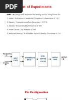 List of Experiments: Part - A: Design and Implement The Analog Circuits Using Linear Ics