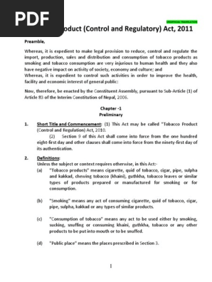 tobacco control act pdf Tobacco Control and Regulation Act 2011 | PDF | Justice