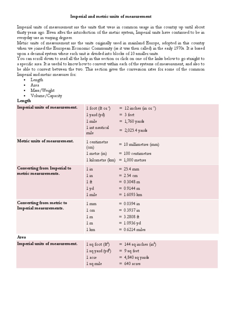 Imperial Vs Metric | PDF | Litre | Gallon