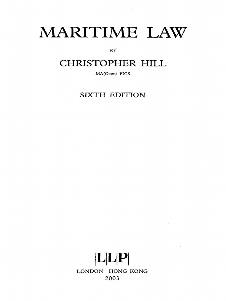 Maritime Law Christopher Hill PDF Marine Salvage Admiralty Law