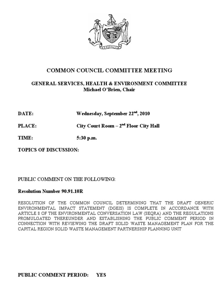 Your Chance To Comment On Capital Region Solid Waste Plan | PDF