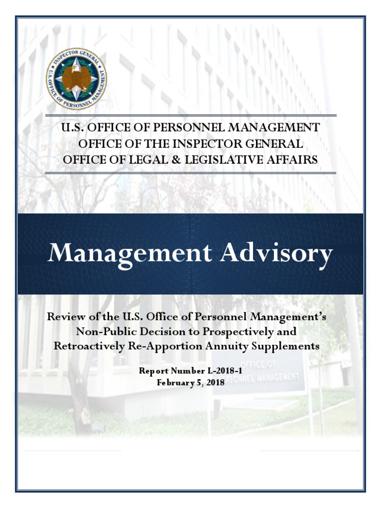Advisory on OPM Retirement Annuity Actions Chevron U.S.A