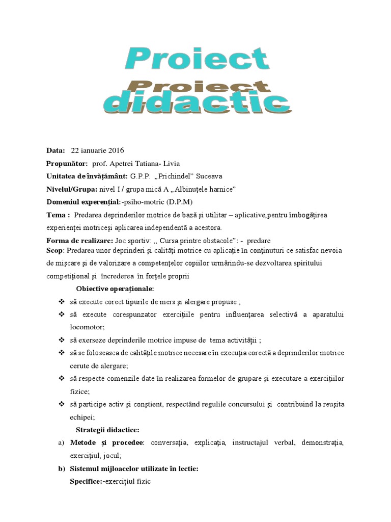 Proiect Didactic D P M