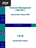 Financial Management (MGT201) : Internal Rate of Return (IRR)