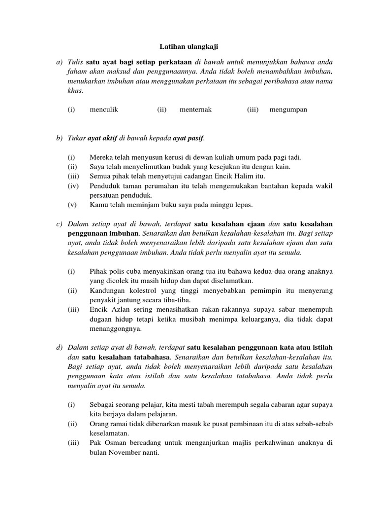 Latihan Ttbhs | PDF