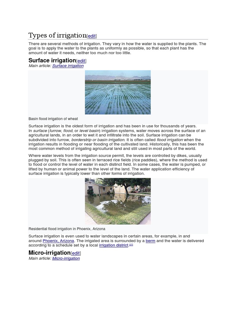 Types of Irrigation PDF Irrigation Water Resources