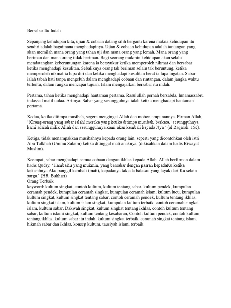 Bersabar Itu Indah