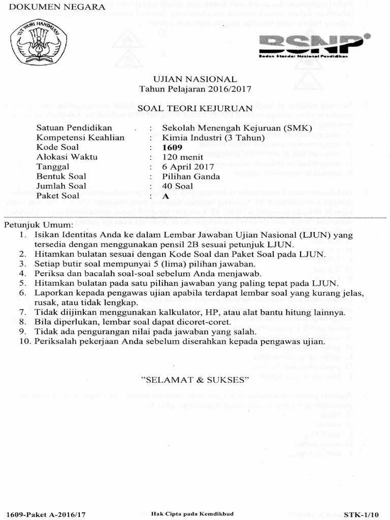 Soal Tk Kimia Industri