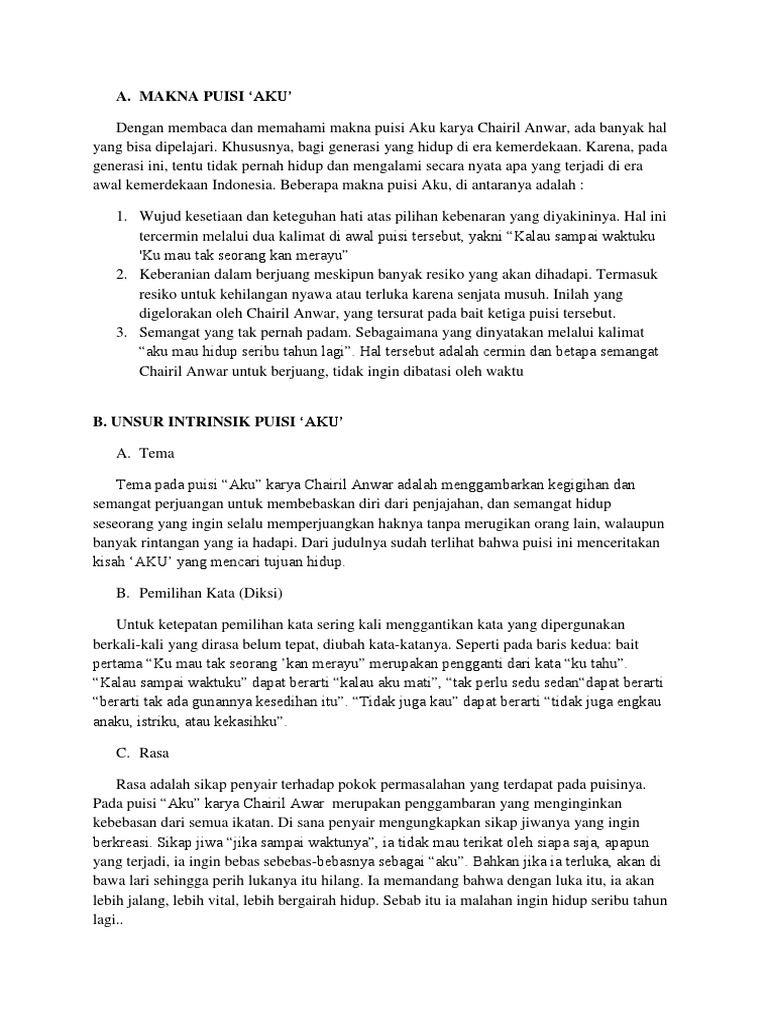 Gratis Download Gambar Makna Puisi Aku Karya Chairil Anwar Puisi Aku Karya Chairil Terkeren oleh Cikimm.com