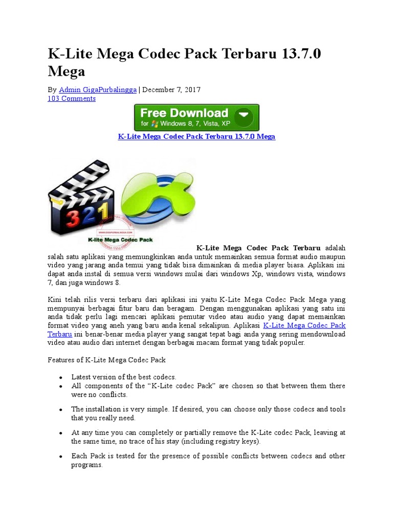 K Lite Mega Codec Pack For Windows 8 Gallery