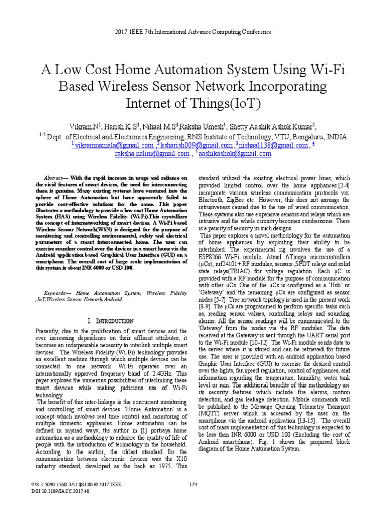 A Low Cost Home Automation System Using Wi-Fi Based Wireless Sensor ...