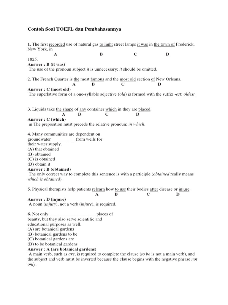 Contoh Soal Toefl Dan Pembahasannya Adjective Grammatical Number