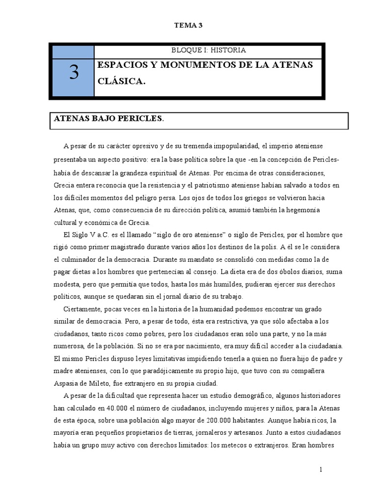 Tema 3. Espacios y Monumentos de La Atenas Clásica PDF | PDF | Atenea ...