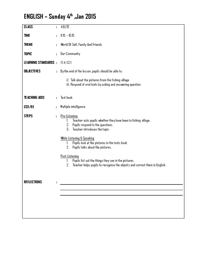 Community Lesson Plan for 4 Elite | PDF