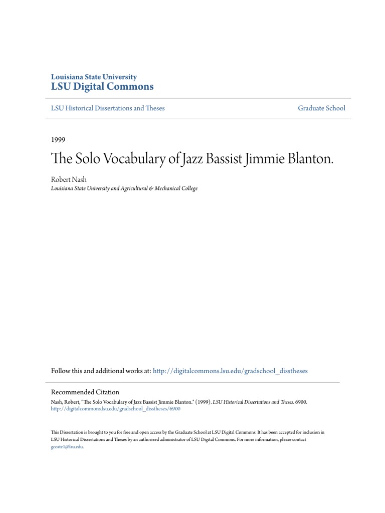 The Solo Vocabulary of Jazz Bassist Jimmie Blanton PDF PDF Jazz Bass Guitar