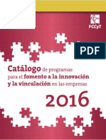 IPN - CGFIE - Catálogo de Programas para El Fomento A La Innovación y La Vinculación en Las Empresas 2016