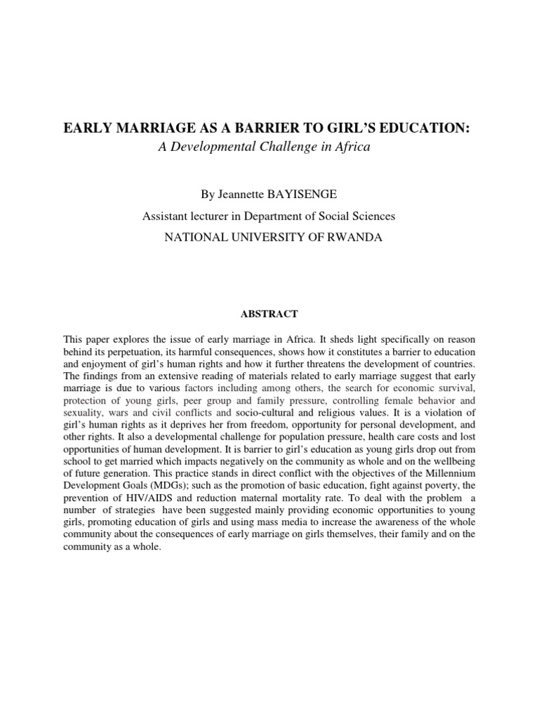 dissertation on early marriage