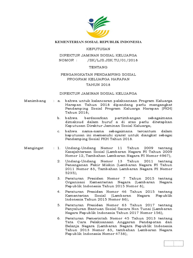 Sk Pendamping Sosial 2018 2