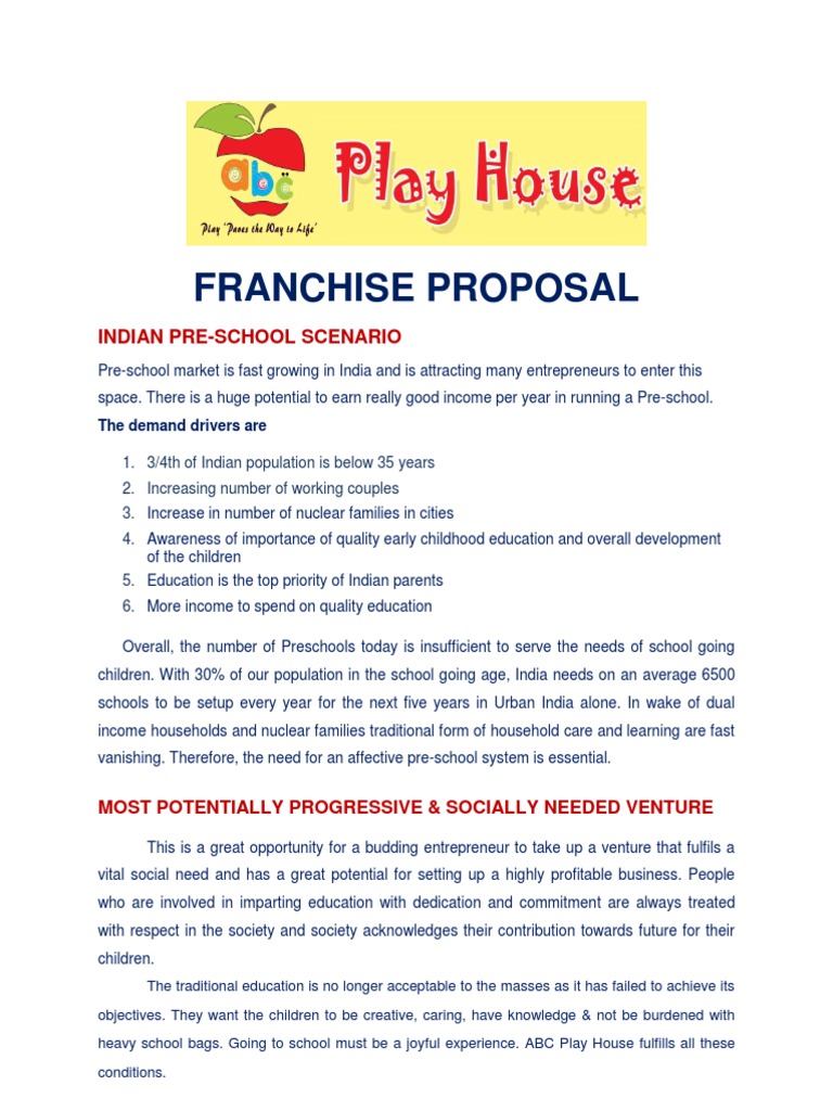 ABC Playhouse Franchise Proposal Franchising Preschool