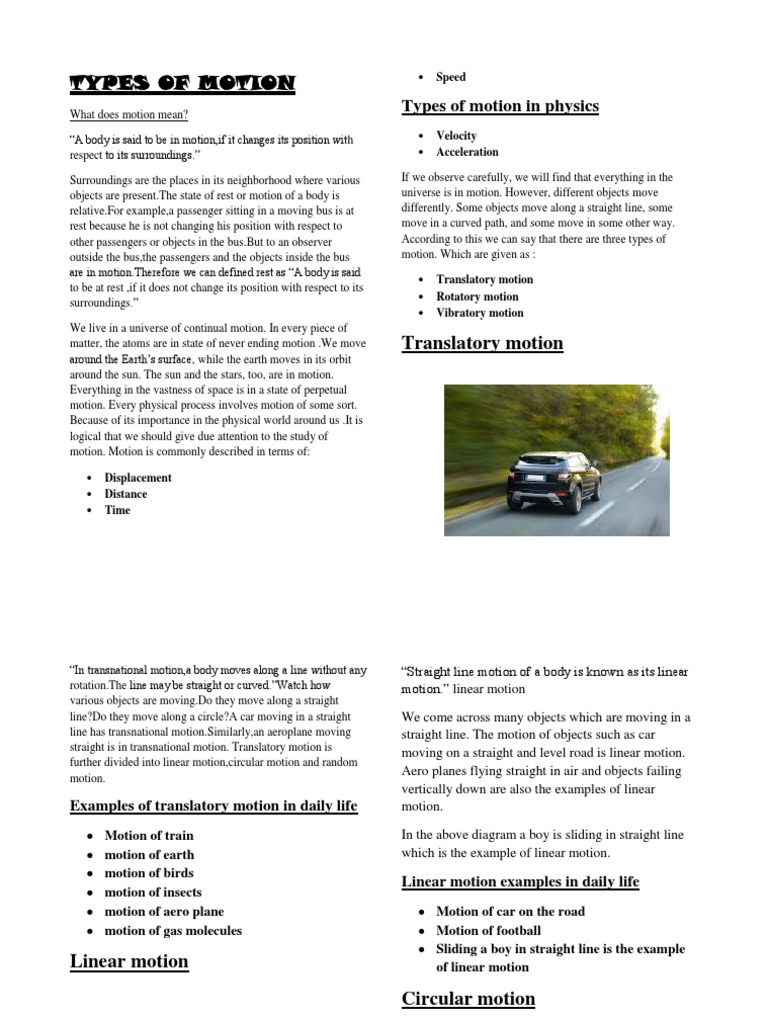 Examples Of Rectilinear Motion In Daily Life