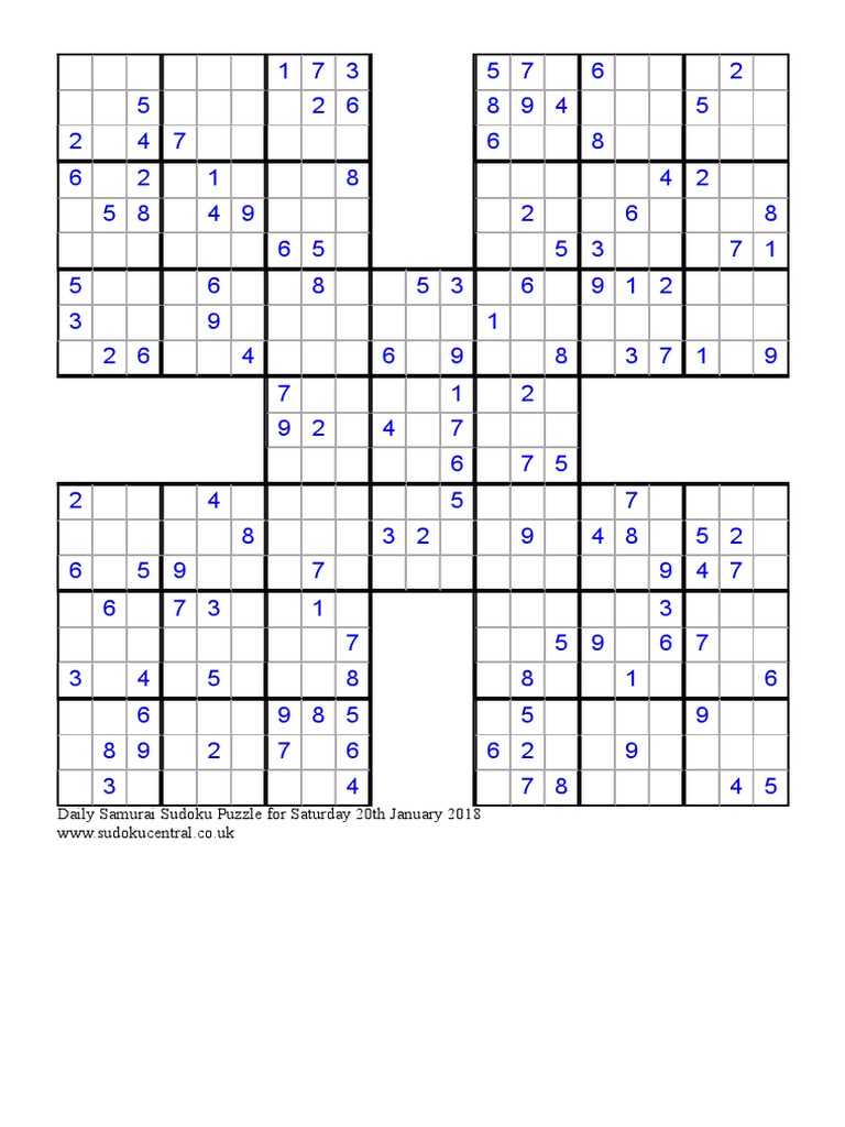 Samurai Sudoku Print Version - 17 | PDF