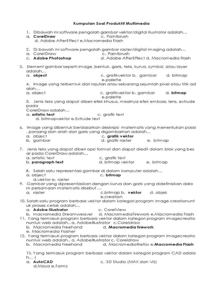 Kumpulan Soal Produktif Multimedia