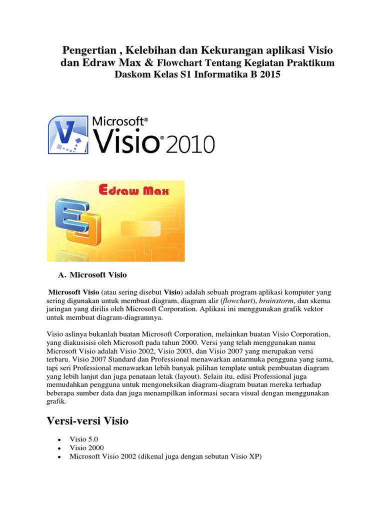 Pengertian Kelebihan Dan Kekurangan Aplikasi Visio Dan Edraw Max Flowchart Tentang Kegiatan Praktikum Daskom Kelas S1 Informatika B 2015 Pdf
