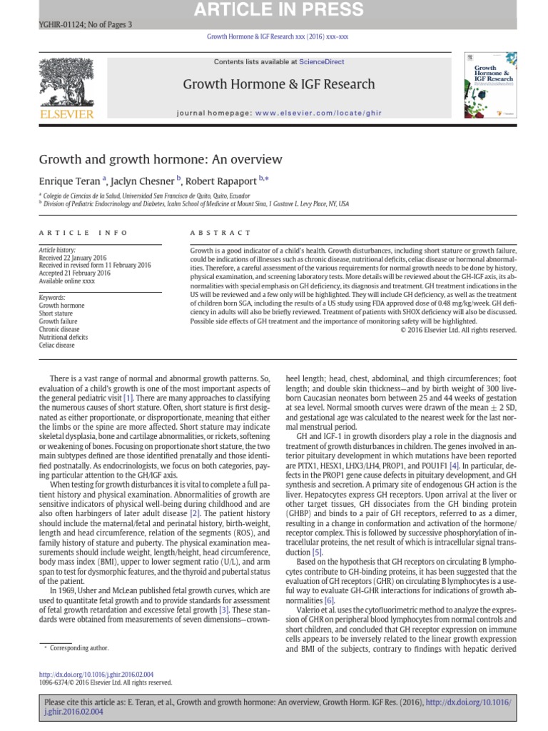 Growth and Growth Hormone - An Overview PDF | PDF | Growth Hormone ...