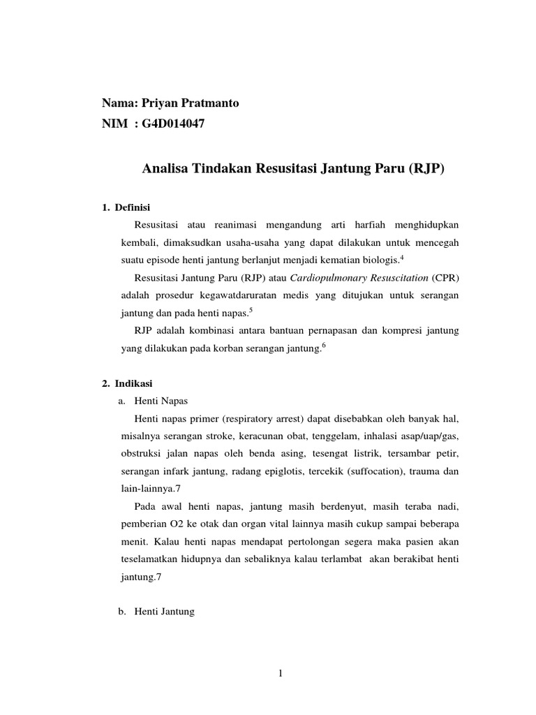 Panduan Resusitasi Jantung Paru (RJP) | PDF