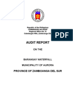 COA Audit Report on Barangay Waterfall Water System 2014-2016