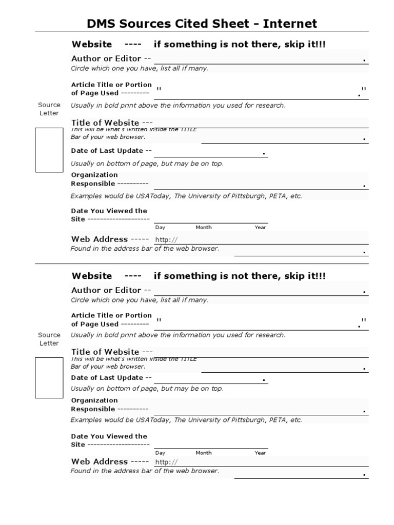 Website Citation Template Guide | PDF