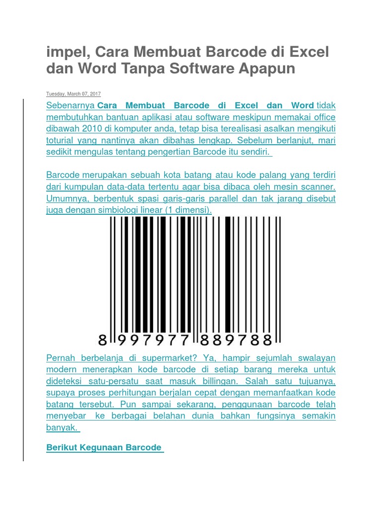 Cara Membuat Barcode 2 | PDF