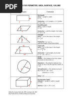 Geometry Formulas 2D 3D Perimeter Area Volume PDF