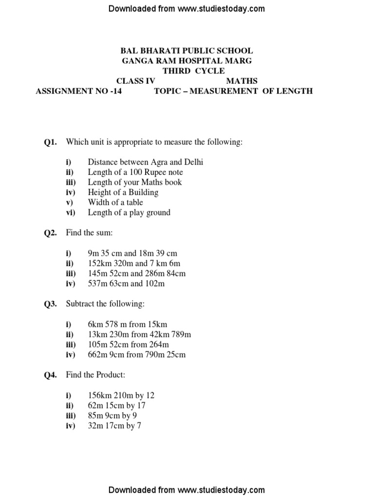 Cbse class 4 maths revision worksheet pdf