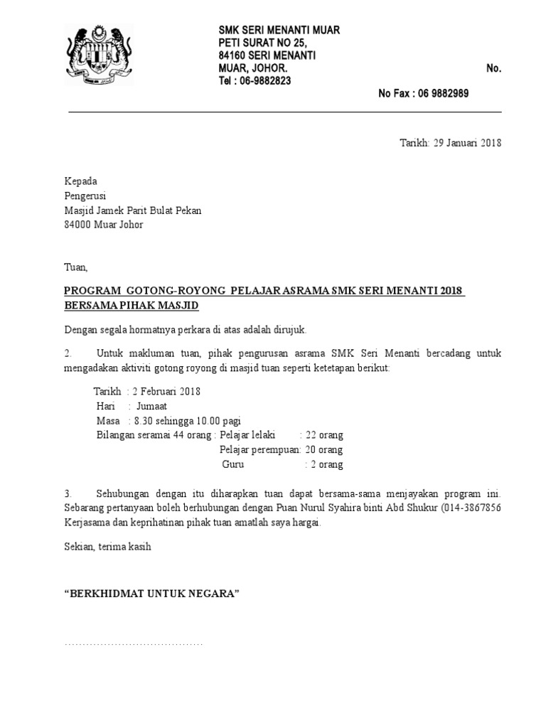 Surat Makluman Gotong Royong