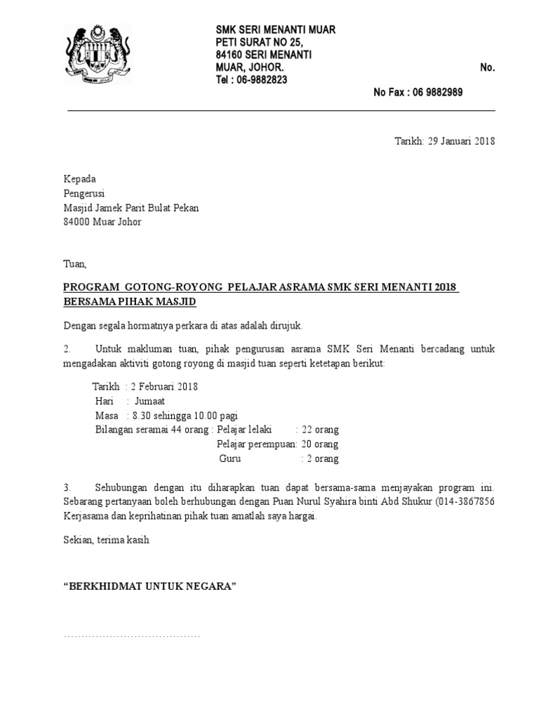 Surat Gotong Royong Masjid 2018 Pdf