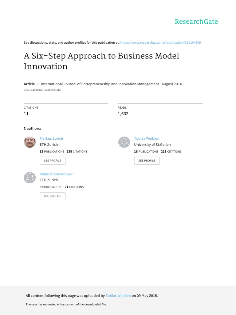 A Six-Step Approach To Business Model Innovation | PDF | Business Model ...