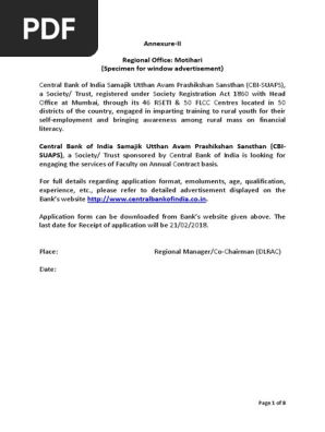 Notification Central Bank Of India Faculty Posts Academic