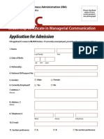 Application For Admission: Leadership Certificate in Managerial Communication