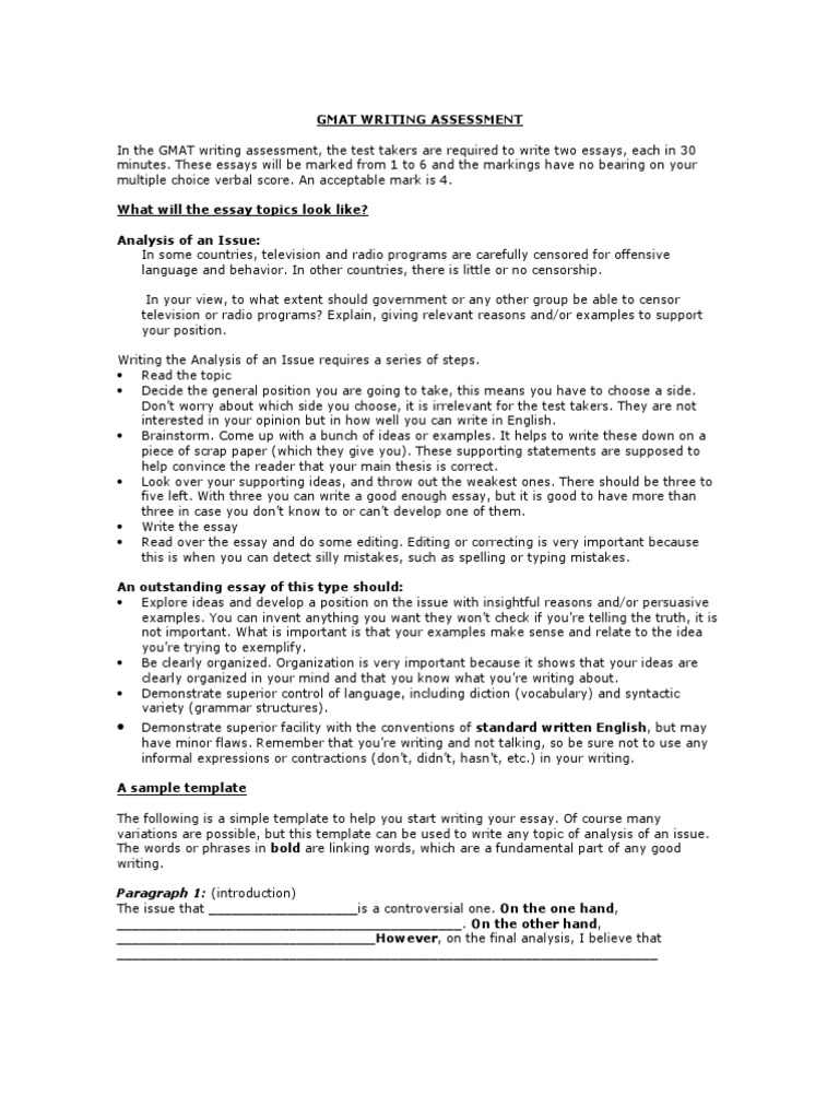 Gmat awa sample essays with answers image