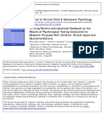 Lefaivre, M. Et Al. (2007) - Offering Parents Individualized Feedback On The Results of Psychological Testing