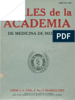 Anales de La Academia de Medicina de Medellín, Vol. 1, No. 1. Marzo. 1992. Quinta Época.