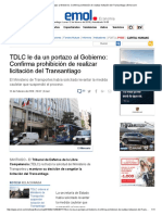 TDLC Le Da Un Portazo Al Gobierno - Confirma Prohibición de Realizar Licitación Del Transantiago